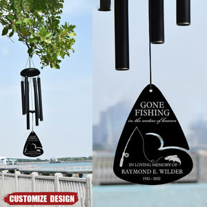 Personalized Fishing in Heaven Memorial Wind Chime