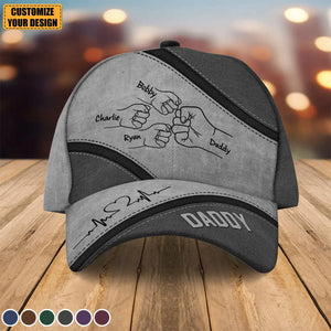 Outline Fist Bump Dad Grandpa Personalized Classic Cap