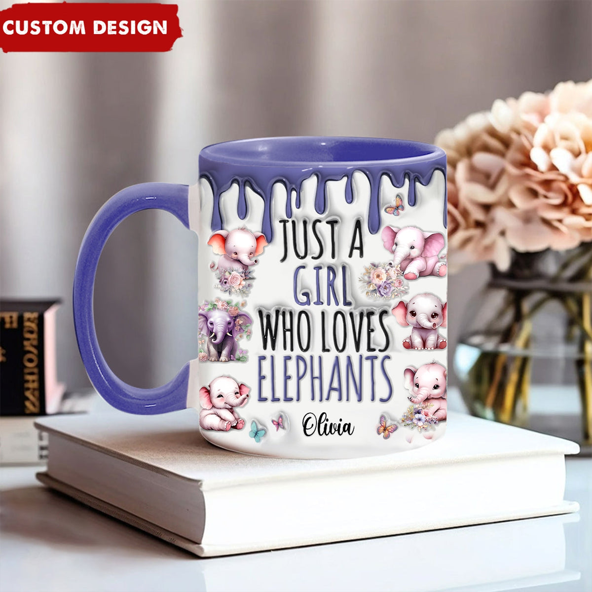 Just A Girl Who Loves Elephants - Personalized Accent Mug