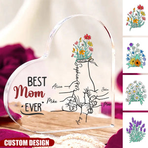 Best Nana/Mom Ever - Personalized Heart-shaped Acrylic Plaque