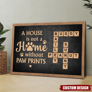 Home With Paw Prints Pet Crossword Puzzle Art Personalized Poster, Gift For Pet Lovers