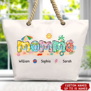 Mom Grandma Beach Summer Vibe - Personalized Beach Bag