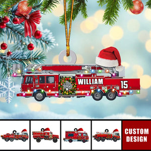 Personalized Firefighter Red Truck Christmas Ornament - 2024 New Release