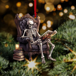 One More Chapter Skeleton Reading Book Acrylic Ornament - 2024 New Release