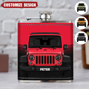 Personalized Off-Road Car Leather Flask