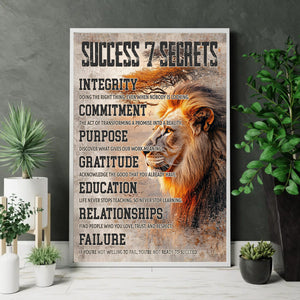 Success 7 Secrets - Motivational Lion Poster