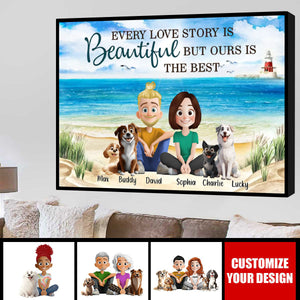 Personalized Cute Cartoon Couple And Dogs You & Me We Got This Personalized Horizontal Poster