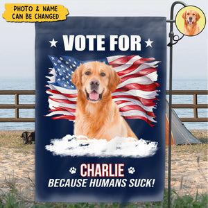 Custom Photo Talk Is Cheap, Voting Is Free - Dog Personalized Flag - Gift For Pet Owners, Pet Lovers