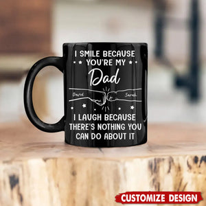 I Smile Because You're My Brother - Family Personalized Black Mug - Gift For Family Members