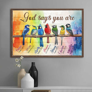 God Says You Are - Bird Art with Bible Verses Poster