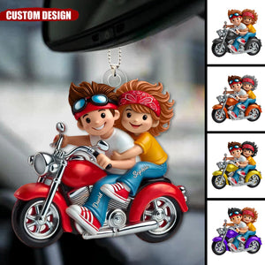 Personalized Motorcycle Couple Acrylic Car Ornament