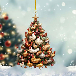 Chicken Christmas Tree Ornament - Chicken Lovers Gift