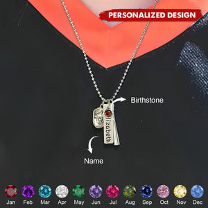 Personalized Birthstone Softball Baseball Bat Glove Necklace