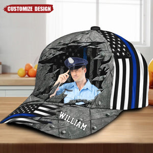 Personalized US Police Officer Grey 3D Cap