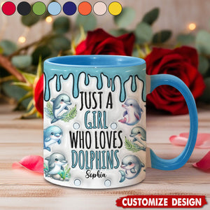 Just A Girl Who Loves Dolphins - Personalized Dolphin Accent Mug