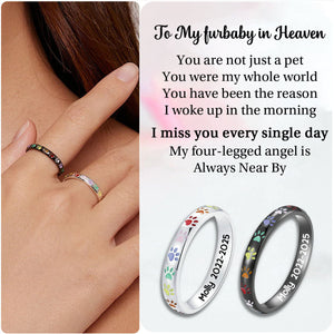 Personalized Memorial Ring with Paw Rainbow Puppy Collar Ring