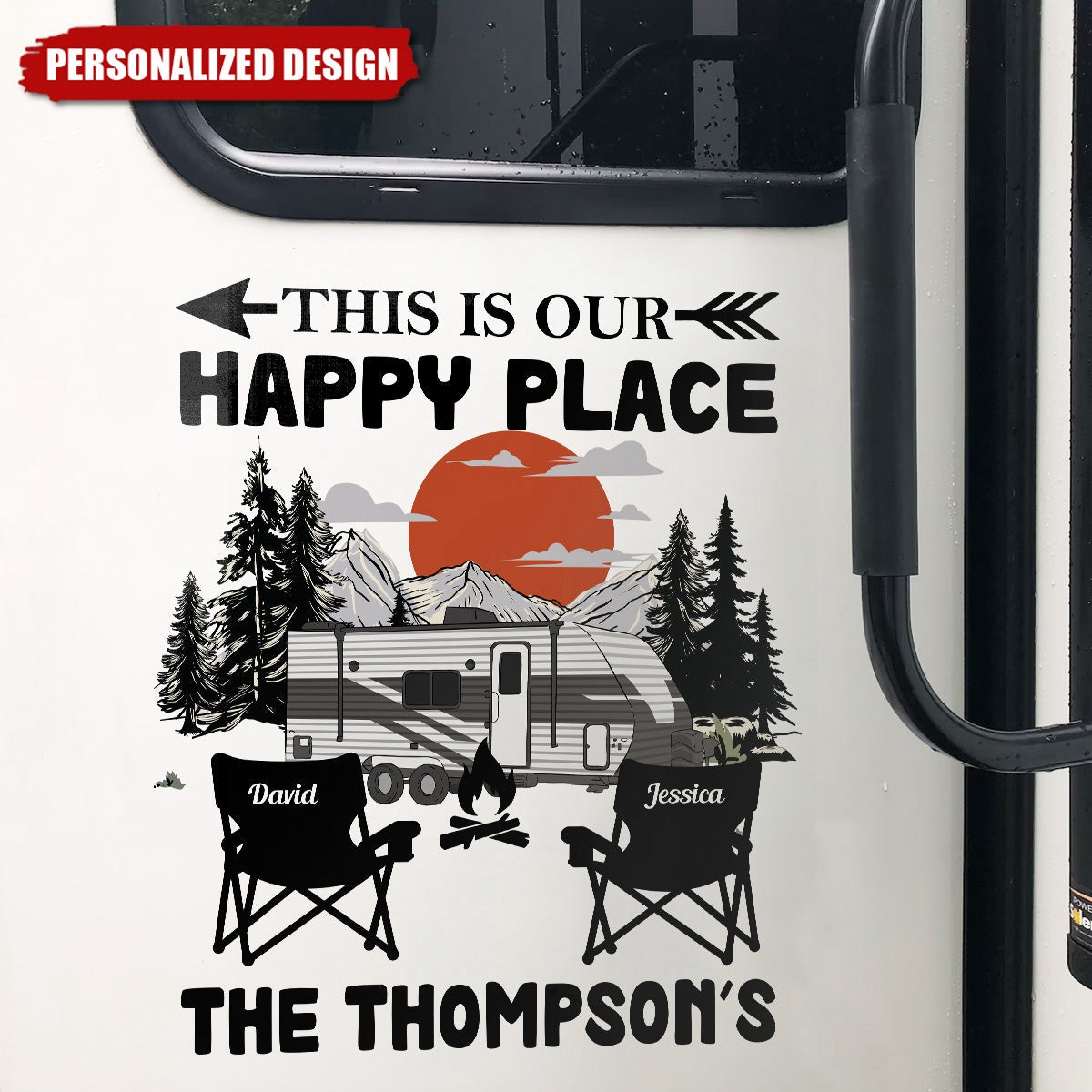 This Is Our Happy Place-Personalized Decal-Gift For Camping Lover