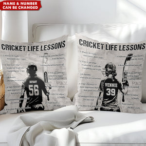 Personalized Cricket Life Lessons Pillow-Gift For Cricket Lovers