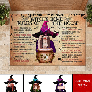 Witch's Home Rules Of The House Area Rug Carpet - Personalized Halloween Doormat