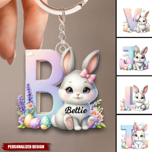 Cute Easter Bunny Gradient-Personalized  Keychain-Gift for Kids