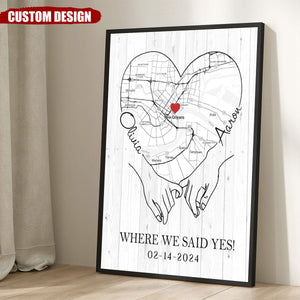 Where It All Began - Personalized Couple Map Poster, Anniversary Gift for Couples