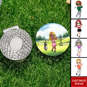 Personalized Cartoon Character Golf Ball Marker Magnetic Hat Clip with Name Gift for Golf Player