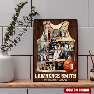 Personalized Basketball Jersey Photo Collage Poster, Basketball Player Gift