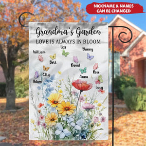 Grandma Garden's Love Is Always In Bloom-Personalized Grandma Flag Sign