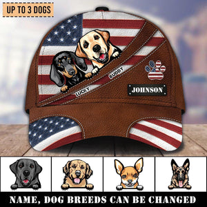 Happy 4th July Dog America Flag Personalized Cap, Personalized Gift for Dog Lovers, Dog Dad, Dog Mom