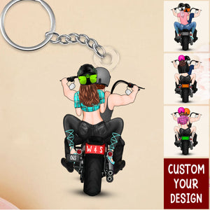 Personalized Motorcycle Couple Keychain - Gift For Bikers