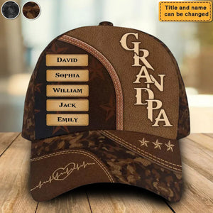 Personalized Gift For Grandpa Papa Dad Custom Kids Name Classic Cap