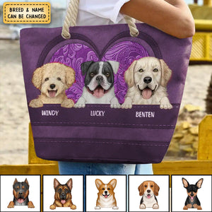 Cute Dogs Aesthetic Pattern - Personalized Beach Bag