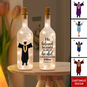 Personalized Graduation 'She Did It' Bottle Lamp