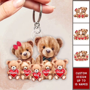 Bear Family With Little Bear Kids Personalized Acrylic Keychain