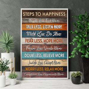 Steps To Happiness - Motivational Quote Poster