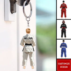 Personalized Boy Girl Black Belt Keychain -Gifts For Karate,Jiu Jitsu,Judo,Taekwondo Lovers