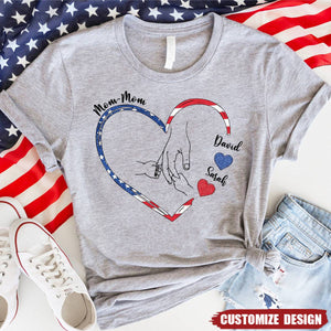 4th Of July Grandma Mom Hand Heart Personalized Shirt