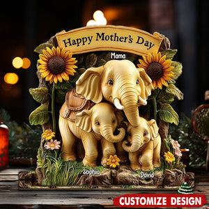 Personalized Elephant Mother 1 Layered Big Freestanding - Happy Mother's Day Gift