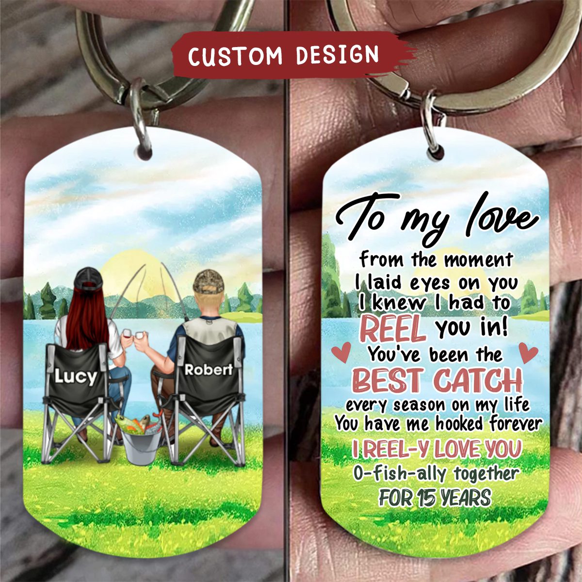 Personalized Fishing Couple Stainless Keychain - Gift Idea For Couple