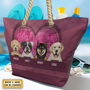 Cute Dogs Aesthetic Pattern - Personalized Beach Bag