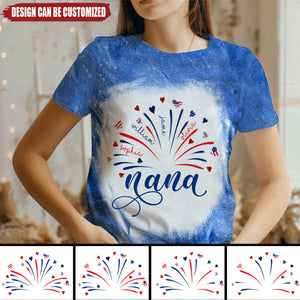 Personalized Firework America Flag Grandma And Kids 3D T-shirt