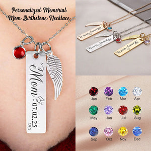 Personalized Memorial Birthstone Necklace-Gift For Mom/Grandma