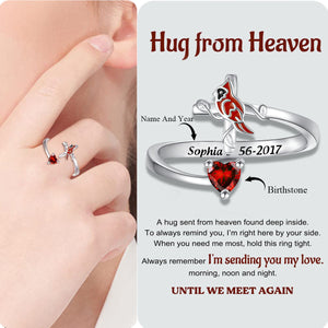 Red Bird Cardinal Cross-Personalized Memorial Ring-Gift for Family Or Friends