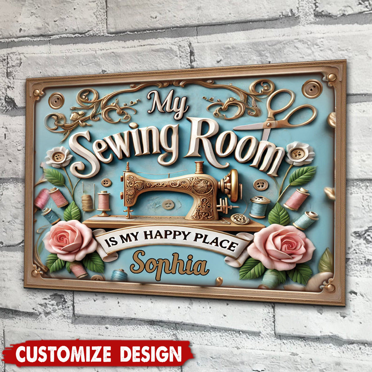 My Sewing Room - Personalized Sewing Rectangle Metal Sign