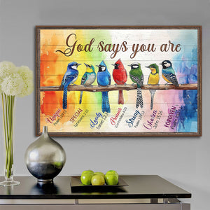 God Says You Are - Bird Art with Bible Verses Poster