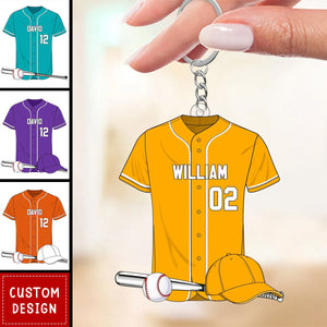 Baseball Shirt Personalized Acrylic Keychain, Gift For Son, Husband