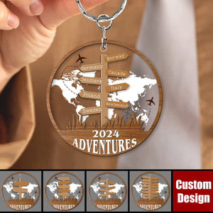 Personalized Travel Adventure Keychain, Custom Traveling Destination - Gift for Travelers - 2024 New Release