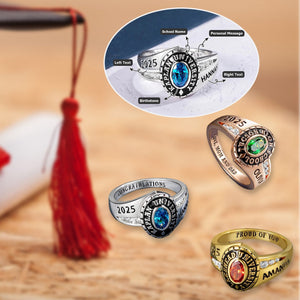 Personalized Engraved Birthstone Graduation Ring-Graduation Gift for Class of Graduates