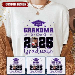 Proud Family Of 2025 Senior Graduation Photo Personalized T-Shirt