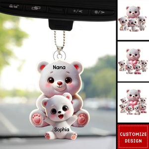 Personalized Grandma Bear Meaningful Car Ornament, Gift For Nana